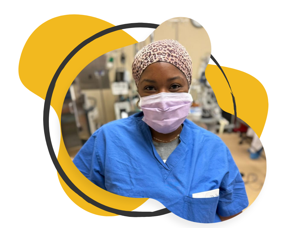 Nurse with a mask and scrubs